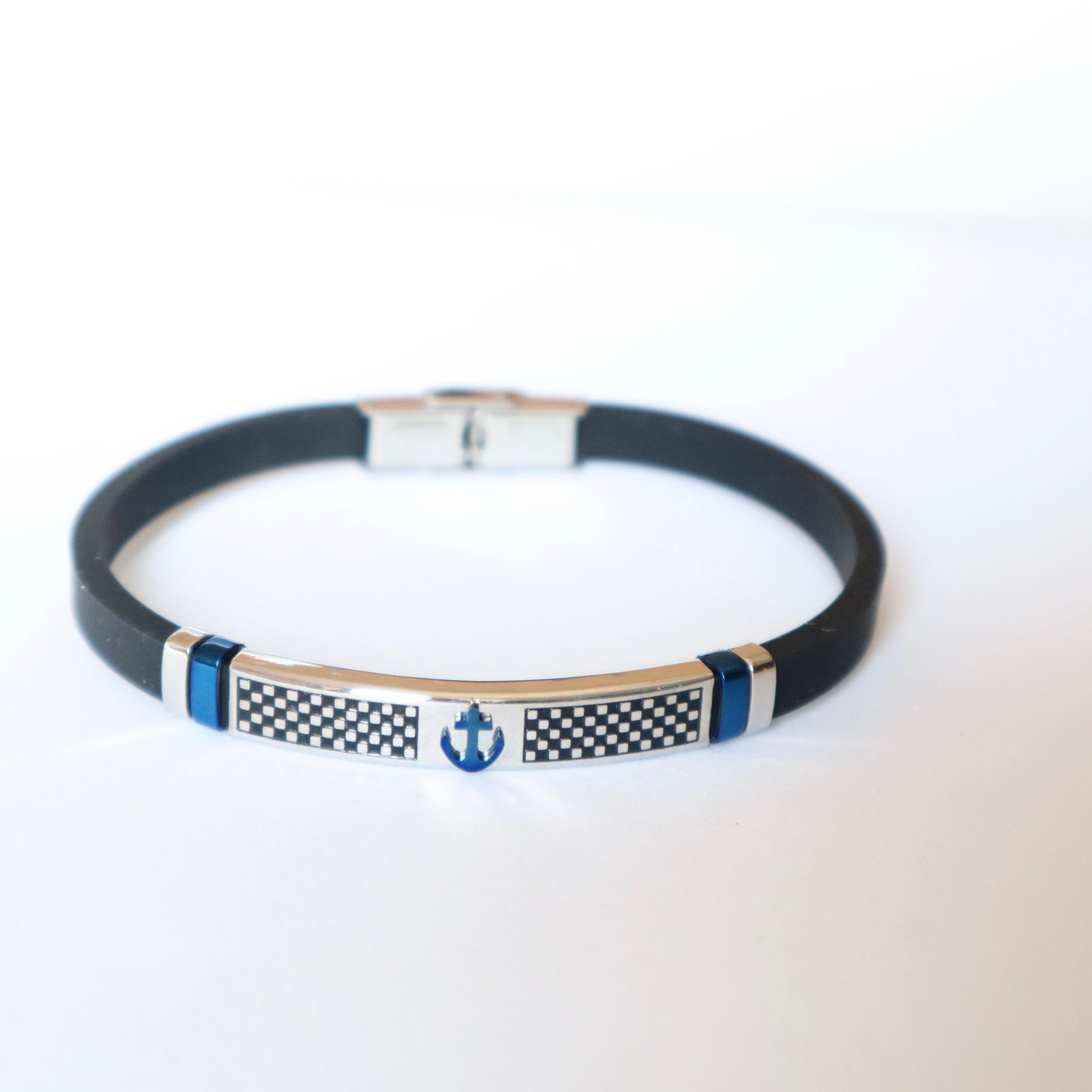 Bracciale caucciu ancora blu