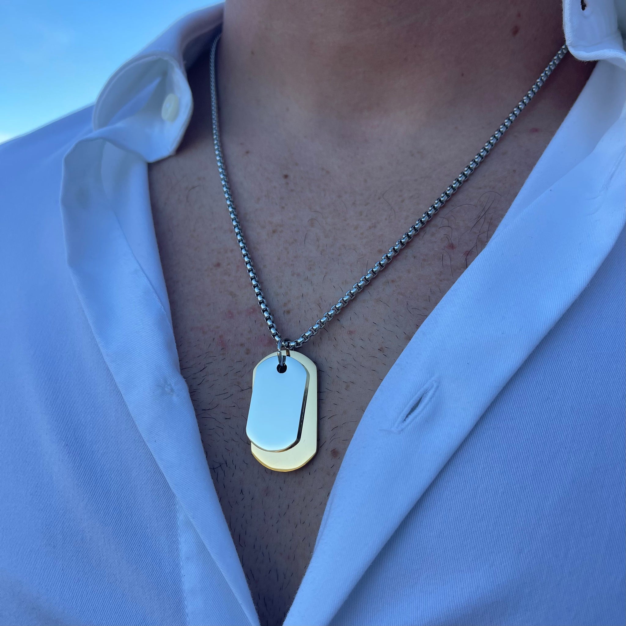 Collana Uomo Bliss In Acciaio Bicolore E Cubic Zirconia Neri Con Croce - Verre Gioielli Collana Uomo Bliss In Acciaio Bicolore E Cubic Zirconia Neri Con Croce - Verre Gioielli